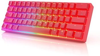 HK GAMING GK61 Mechanical Gaming Keyboard – 61 Keys Multi Color RGB Illuminated LED Backlit Wired Programmable for PC/Mac Gamer (Gateron Optical Brown, Red)