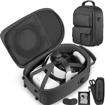 FOREGOER Carrying Case for Meta Quest 3/Oculus Quest 2/Vision Pro, Hard Travel Storage Case Compatible with Meta Oculus Quest 2 Headset, Quest Pro and Accessories, VR All-in-One Gaming Headset-Black